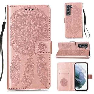 For Samsung Galaxy S21 5G Dream Catcher Printing Horizontal Flip Leather Case with Holder & Card Slots & Wallet & Lanyard(Rose Gold)