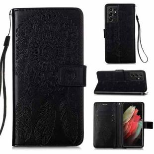 For Samsung Galaxy S21 Ultra 5G Dream Catcher Printing Horizontal Flip Leather Case with Holder & Card Slots & Wallet & Lanyard(Black)