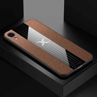 For iPhone XR XINLI Stitching Cloth Texture Shockproof TPU Protective Case(Brown)