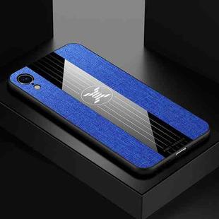 For iPhone XR XINLI Stitching Cloth Texture Shockproof TPU Protective Case(Blue)