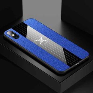 For iPhone X / XS XINLI Stitching Cloth Texture Shockproof TPU Protective Case(Blue)