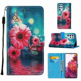 For Samsung Galaxy S21 Ultra 5G Cross Texture Painting Pattern Horizontal Flip Leather Case with Holder & Card Slots & Wallet & Lanyard(Chrysanthemum)