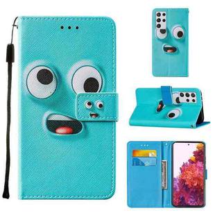 For Samsung Galaxy S21 Ultra 5G Cross Texture Painting Pattern Horizontal Flip Leather Case with Holder & Card Slots & Wallet & Lanyard(Big-eye Monster)