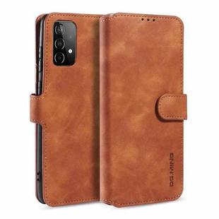 For samsung Galaxy A52 5G / 4G DG.MING Retro Oil Side Horizontal Flip Leather Case with Holder & Card Slots & Wallet(Brown)