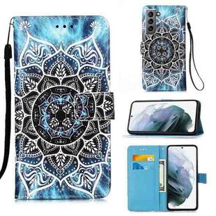 For Samsung Galaxy S21 5G Colored Drawing Pattern Plain Weave Horizontal Flip Leather Case with Holder & Card Slot & Wallet & Lanyard(Undersea Mandala)