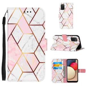 For Samsung Galaxy A02s (US Version) Marble Stitching Horizontal Flip PU Leather Case with Holder & Card Slots & Wallet & Lanyard(Pink White)