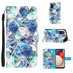 For Samsung Galaxy A02s (EU Version) Marble Stitching Horizontal Flip PU Leather Case with Holder & Card Slots & Wallet & Lanyard(Black White)