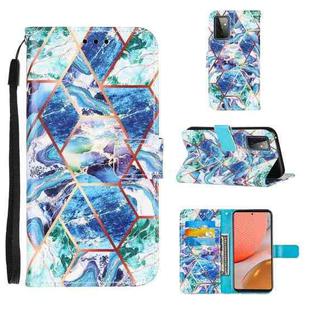 For Samsung Galaxy A72 5G /4G Marble Stitching Horizontal Flip PU Leather Case with Holder & Card Slots & Wallet & Lanyard(Blue Green)