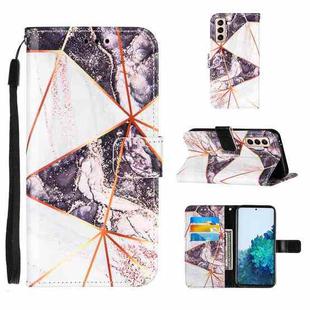 For Samsung Galaxy S21 5G Marble Stitching Horizontal Flip PU Leather Case with Holder & Card Slots & Wallet & Lanyard(Black White)