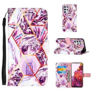 For Samsung Galaxy S21 Ultra 5G Marble Stitching Horizontal Flip PU Leather Case with Holder & Card Slots & Wallet & Lanyard(Purple)