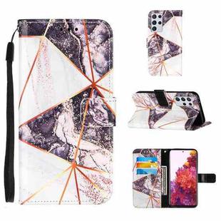 For Samsung Galaxy S21 Ultra 5G Marble Stitching Horizontal Flip PU Leather Case with Holder & Card Slots & Wallet & Lanyard(Black White)