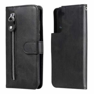 For Samsung Galaxy S21 Plus 5G Fashion Calf Texture Zipper Horizontal Flip Leather Case with Holder & Card Slots & Wallet(Black)