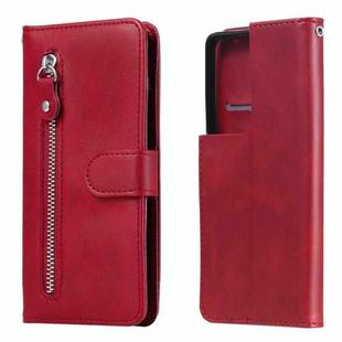 For Samsung Galaxy S21 Ultra 5G Fashion Calf Texture Zipper Horizontal Flip Leather Case with Holder & Card Slots & Wallet(Red)