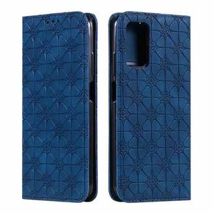 For Xiaomi Poco M3 Lucky Flowers Embossing Pattern Magnetic Horizontal Flip Leather Case with Holder & Card Slots(Dark Blue)