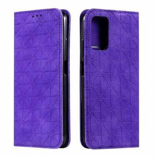 For Xiaomi Poco M3 Lucky Flowers Embossing Pattern Magnetic Horizontal Flip Leather Case with Holder & Card Slots(Purple)