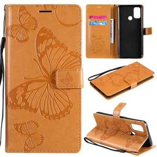 For OPPO A53 (2020) / A53s / A33 (2020) / A32 3D Butterflies Embossing Pattern Horizontal Flip Leather Case with Holder & Card Slot & Wallet(Yellow)