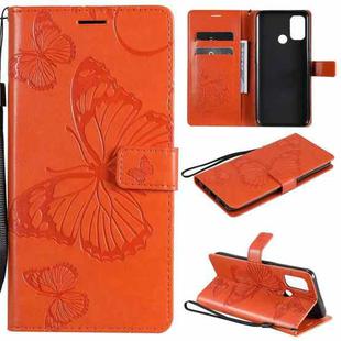 For OPPO A53 (2020) / A53s / A33 (2020) / A32 3D Butterflies Embossing Pattern Horizontal Flip Leather Case with Holder & Card Slot & Wallet(Orange)