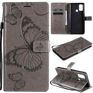For OPPO A53 (2020) / A53s / A33 (2020) / A32 3D Butterflies Embossing Pattern Horizontal Flip Leather Case with Holder & Card Slot & Wallet(Grey)