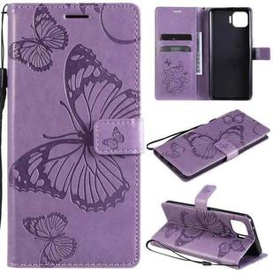 For OPPO F17 Pro / Reno4 Lite 3D Butterflies Embossing Pattern Horizontal Flip Leather Case with Holder & Card Slot & Wallet(Purple)