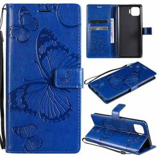 For OPPO F17 Pro / Reno4 Lite 3D Butterflies Embossing Pattern Horizontal Flip Leather Case with Holder & Card Slot & Wallet(Blue)