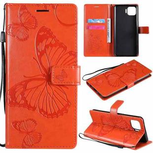 For OPPO F17 Pro / Reno4 Lite 3D Butterflies Embossing Pattern Horizontal Flip Leather Case with Holder & Card Slot & Wallet(Orange)