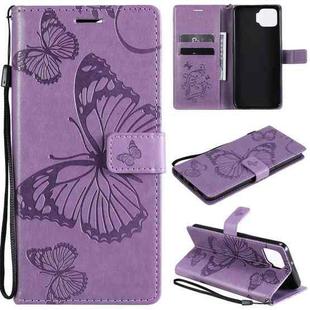 For OPPO F17 / A73 (2020) 4G 3D Butterflies Embossing Pattern Horizontal Flip Leather Case with Holder & Card Slot & Wallet(Purple)
