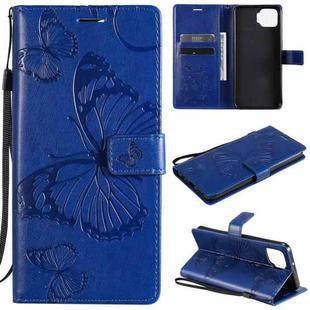 For OPPO F17 / A73 (2020) 4G 3D Butterflies Embossing Pattern Horizontal Flip Leather Case with Holder & Card Slot & Wallet(Blue)
