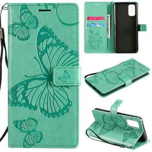 For OPPO Realme 7 Pro 3D Butterflies Embossing Pattern Horizontal Flip Leather Case with Holder & Card Slot & Wallet(Green)