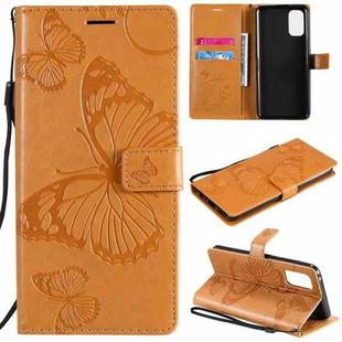 For OPPO Realme 7 Pro 3D Butterflies Embossing Pattern Horizontal Flip Leather Case with Holder & Card Slot & Wallet(Yellow)