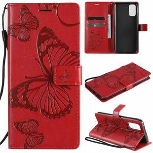 For OPPO Realme 7 Pro 3D Butterflies Embossing Pattern Horizontal Flip Leather Case with Holder & Card Slot & Wallet(Red)