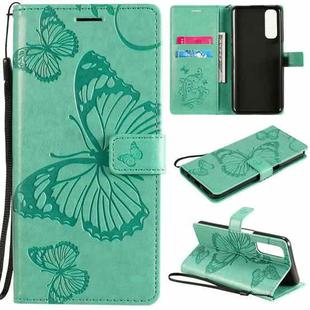 For OPPO Realme 7 3D Butterflies Embossing Pattern Horizontal Flip Leather Case with Holder & Card Slot & Wallet(Green)