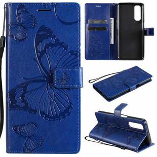 For OPPO Realme 7 3D Butterflies Embossing Pattern Horizontal Flip Leather Case with Holder & Card Slot & Wallet(Blue)