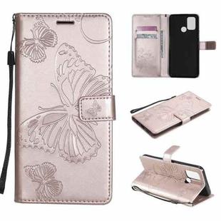For OPPO Realme 7i / C17 3D Butterflies Embossing Pattern Horizontal Flip Leather Case with Holder & Card Slot & Wallet(Rose Gold)