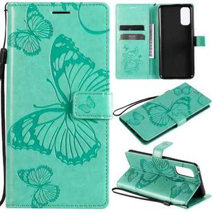 For OPPO Reno4 4G 3D Butterflies Embossing Pattern Horizontal Flip Leather Case with Holder & Card Slot & Wallet(Green)