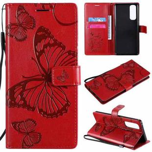 For OPPO Reno4 Pro 4G 3D Butterflies Embossing Pattern Horizontal Flip Leather Case with Holder & Card Slot & Wallet(Red)