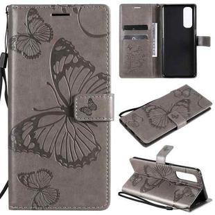 For OPPO Reno4 Pro 4G 3D Butterflies Embossing Pattern Horizontal Flip Leather Case with Holder & Card Slot & Wallet(Grey)
