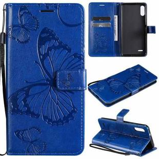 For LG K22 / K22 Plus 3D Butterflies Embossing Pattern Horizontal Flip Leather Case with Holder & Card Slot & Wallet(Blue)