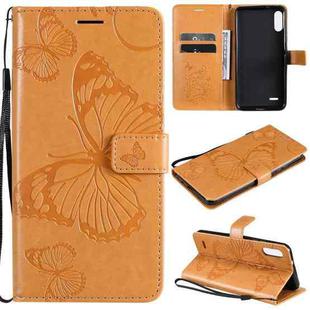 For LG K22 / K22 Plus 3D Butterflies Embossing Pattern Horizontal Flip Leather Case with Holder & Card Slot & Wallet(Yellow)