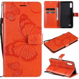 For LG K22 / K22 Plus 3D Butterflies Embossing Pattern Horizontal Flip Leather Case with Holder & Card Slot & Wallet(Orange)