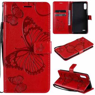 For LG K22 / K22 Plus 3D Butterflies Embossing Pattern Horizontal Flip Leather Case with Holder & Card Slot & Wallet(Red)