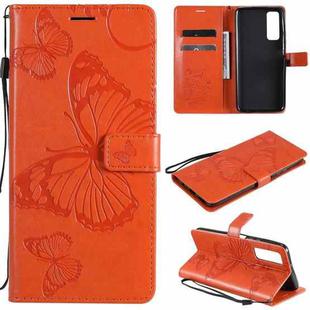 For Huawei P smart 2021 3D Butterflies Embossing Pattern Horizontal Flip Leather Case with Holder & Card Slot & Wallet(Orange)