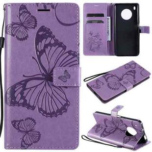 For Huawei Y9a 3D Butterflies Embossing Pattern Horizontal Flip Leather Case with Holder & Card Slot & Wallet(Purple)