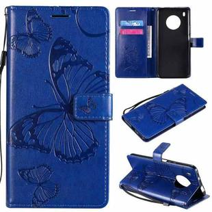 For Huawei Y9a 3D Butterflies Embossing Pattern Horizontal Flip Leather Case with Holder & Card Slot & Wallet(Blue)