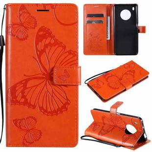 For Huawei Y9a 3D Butterflies Embossing Pattern Horizontal Flip Leather Case with Holder & Card Slot & Wallet(Orange)