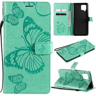 For Samsung Galaxy A42 5G 3D Butterflies Embossing Pattern Horizontal Flip Leather Case with Holder & Card Slot & Wallet(Green)
