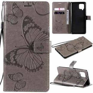For Samsung Galaxy A42 5G 3D Butterflies Embossing Pattern Horizontal Flip Leather Case with Holder & Card Slot & Wallet(Grey)
