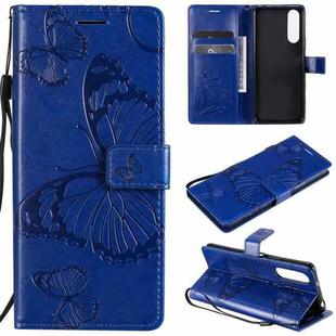 For Sony Xperia5 II 3D Butterflies Embossing Pattern Horizontal Flip Leather Case with Holder & Card Slot & Wallet(Blue)