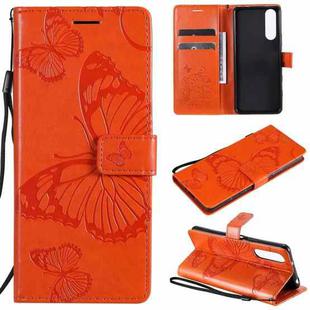 For Sony Xperia5 II 3D Butterflies Embossing Pattern Horizontal Flip Leather Case with Holder & Card Slot & Wallet(Orange)