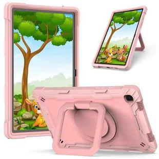 For Samsung Galaxy Tab A7 10.4 (2020) T500 / T505 Contrast Color Shockproof Robot Silicone + PC Case with Wristband Holder(Rose Gold)