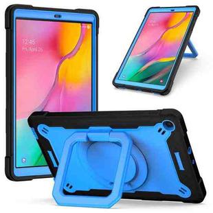 For Samsung Galaxy Tab A10.1 (2019) T510 Contrast Color Shockproof Robot Silicone + PC Case with Wristband Holder(Black + Blue)